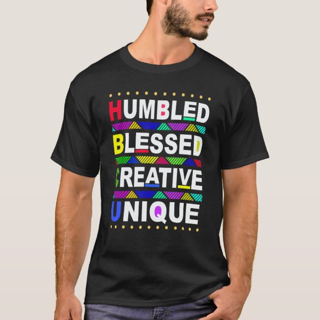 Camiseta HBCU Humbled Blessed Creative Unique Historical (Anverso)