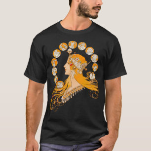 Camiseta Hd. Zodiac De Alphonse Mucha (Rótulos Zodiac)