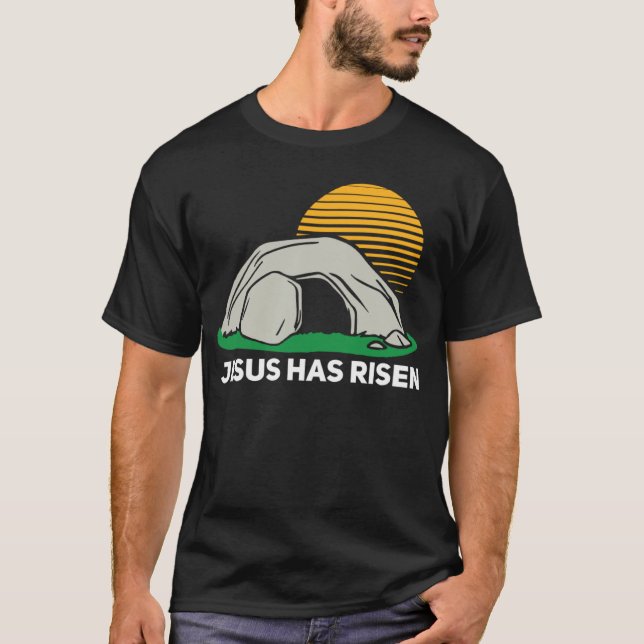 Camiseta He Has Risen Easter Sunday Cave Jesus Christian Fa (Anverso)