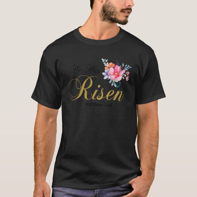Camiseta He Has Risen Jesus Religous Easter Sunday Christia (Anverso)