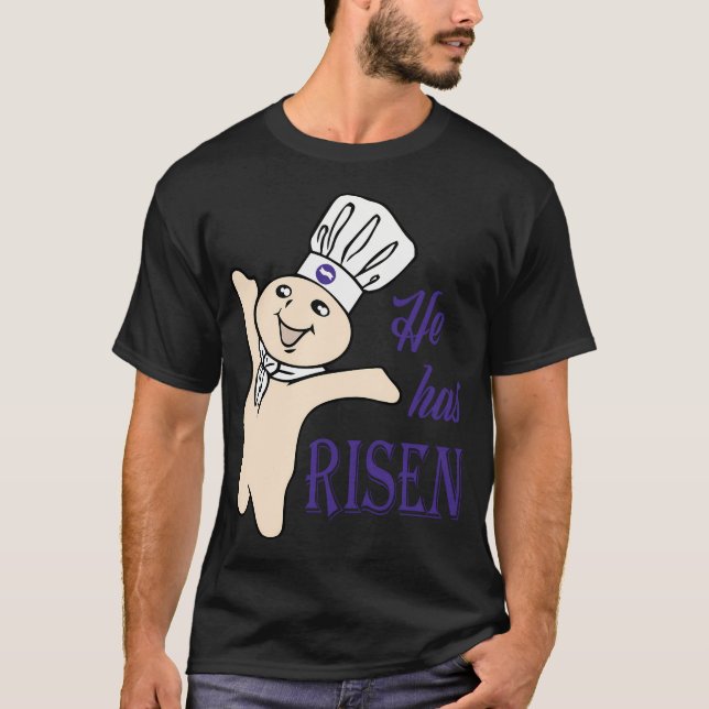 Camiseta He Hes Risen Doughboy Pillsbury Purple (Anverso)