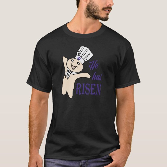 Camiseta He Hes Risen Doughboy Pillsbury Purple334 (Anverso)