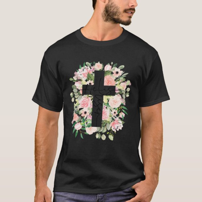 Camiseta He is Risen Jesus Christian Happy Easter Floral Wr (Anverso)