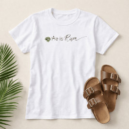 Camiseta He is Risen Palm Leaf  3 Crosses Minimalist Easter