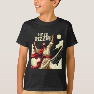 Camiseta He Is Rizzin Jesus Meme Quote Shirt Funny Volleyba