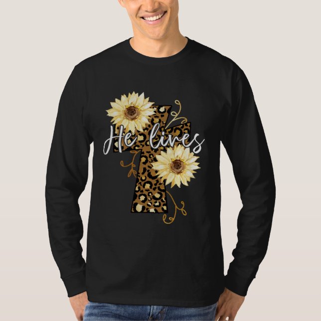 Camiseta He Lives Happy Easter Day Jesus Cross Religious Ch (Anverso)