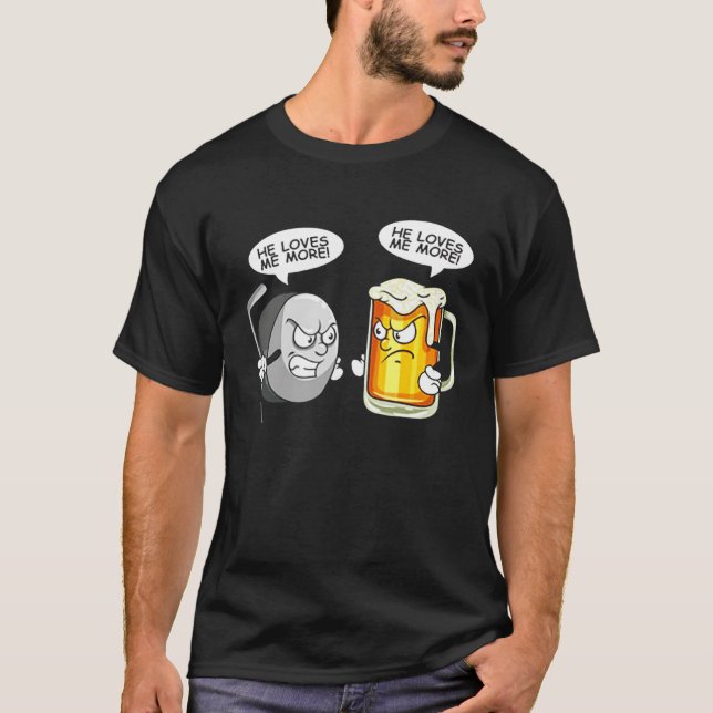 Camiseta He Loves Me More Hockey vs Beer (Anverso)