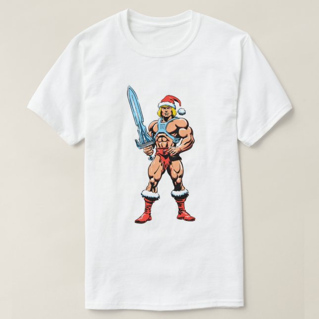 Camiseta He Man Cartoon in Santa Hat – Retro Heman (Diseño del anverso)