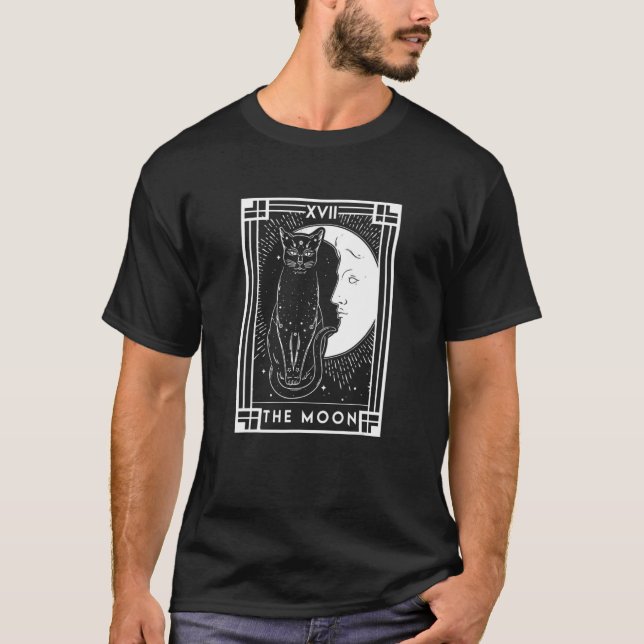 Camiseta He Moon Arot Card Crescent Cat Night Halloween Cos (Anverso)