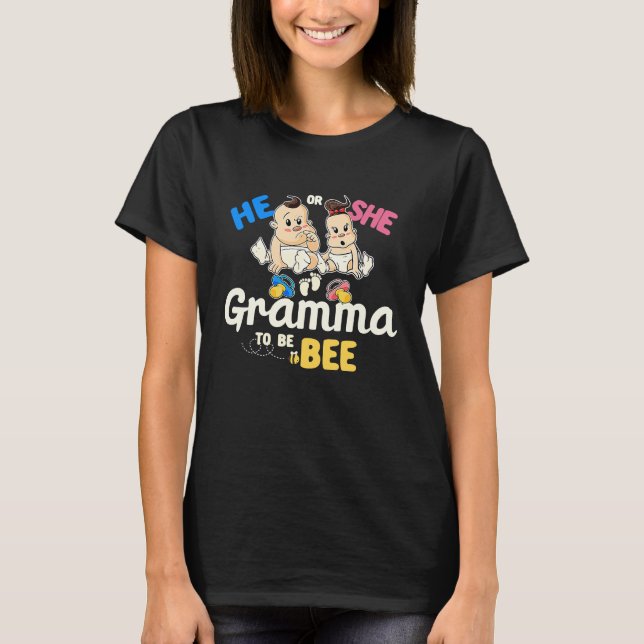 Camiseta He or She Gramma to Bee Gender Reveal Grandma Baby (Anverso)