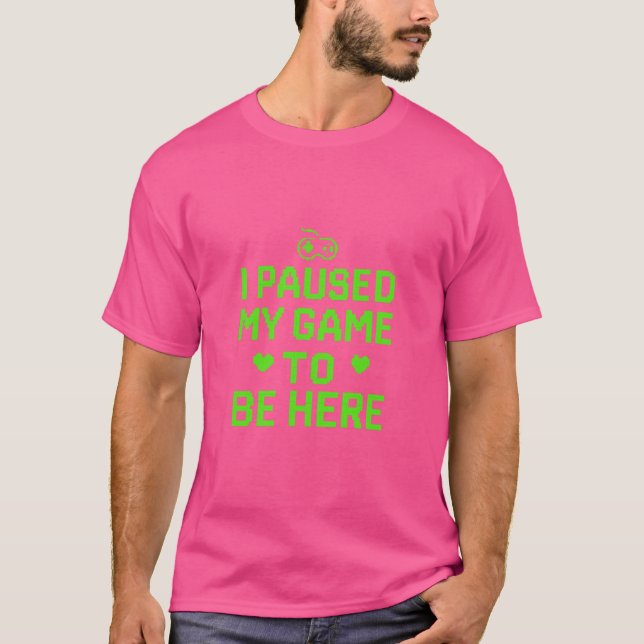 Camiseta He parado mi juego Neon Pixel Art (Anverso)