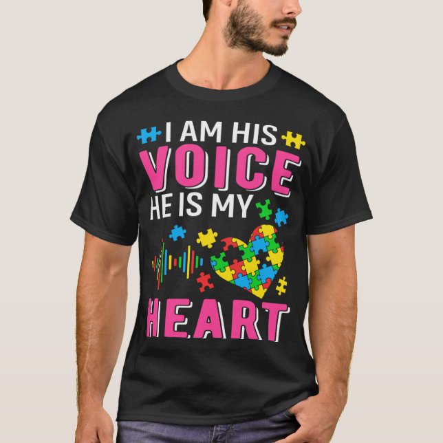 Camiseta He s My Heart Autism Mom Grandma Sister Teacher Nu (Anverso)