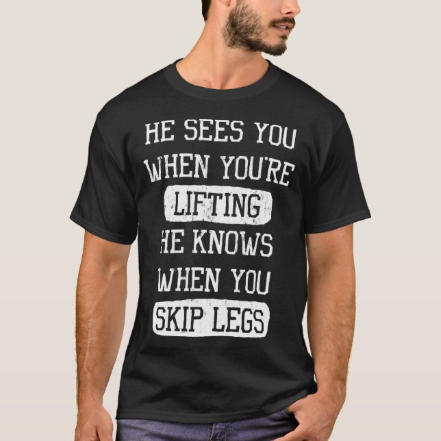 Camiseta He Sees You When You re Lifting Santa Christmas Gy (Anverso)