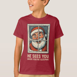 Camiseta He Sees You When You’re Sleeping – Funny Creepy Sa