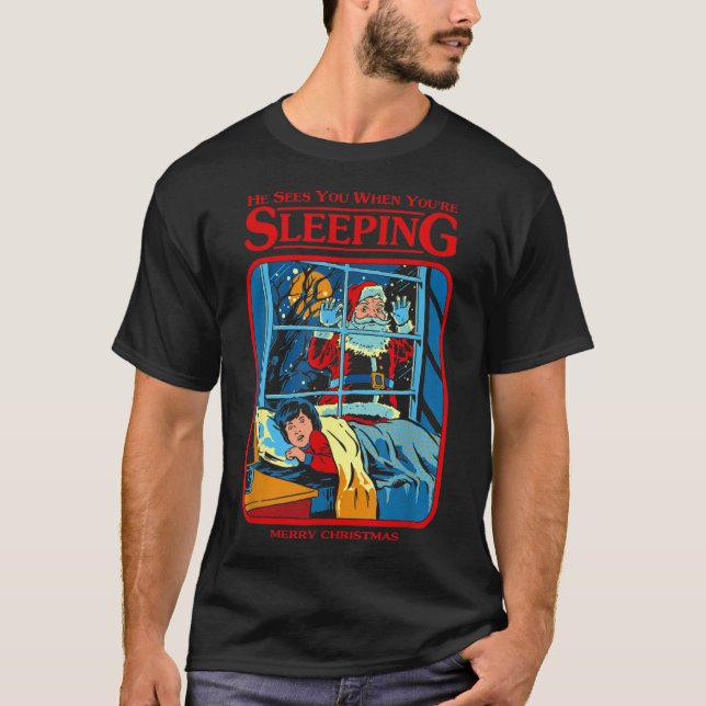 Camiseta He Sees You When You're Sleeping Merry Christmas  (Anverso)
