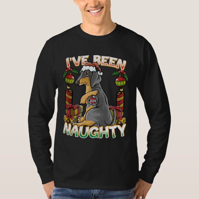 Camiseta He Sido Un Perro De Dachshund Con Santa Claus H (Anverso)