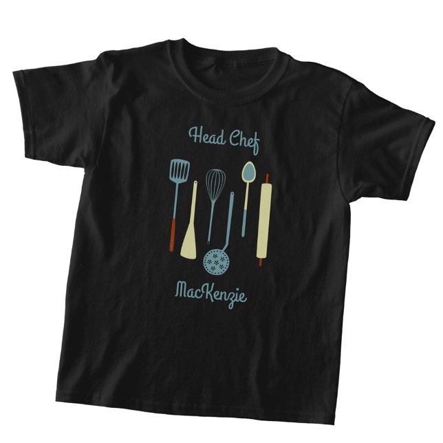 Camiseta Head Chef Personalized Cooking (Fun head chef personalized name kids cooking t-shirt)