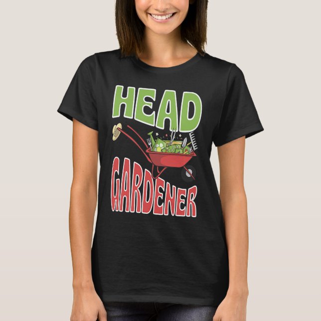 Camiseta Head Gardener Cute Summer Wheelbarrow Vegetable Ga (Anverso)