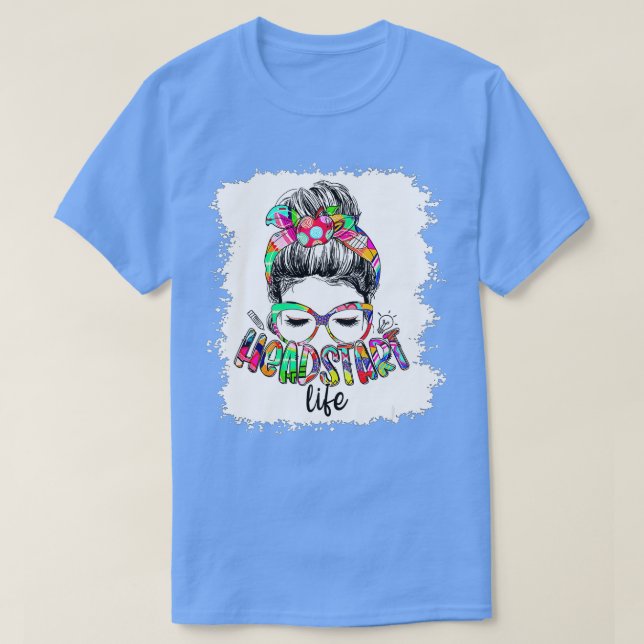 Camiseta Head Start Life Messy Bun Back To School Head Star (Diseño del anverso)