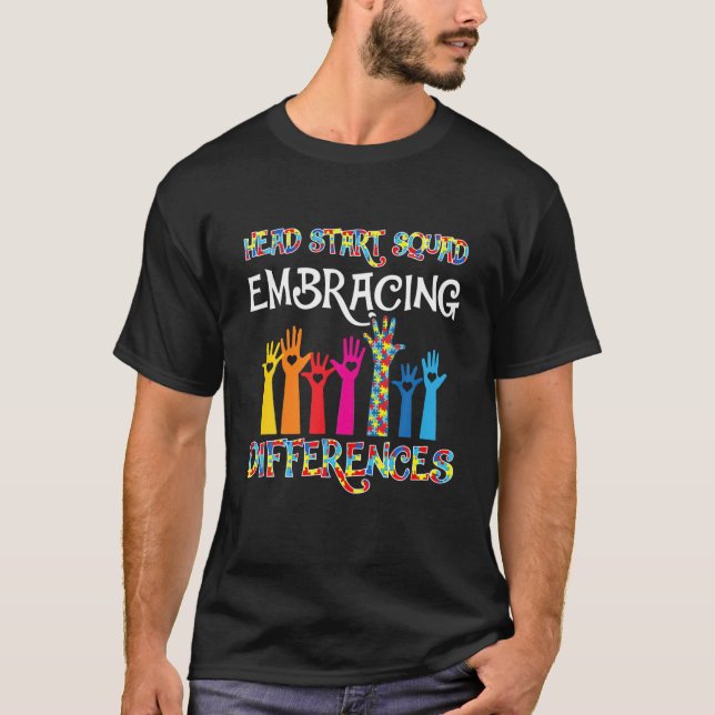 Camiseta Head Start Squad Embracing Differences Autism SPED (Anverso)