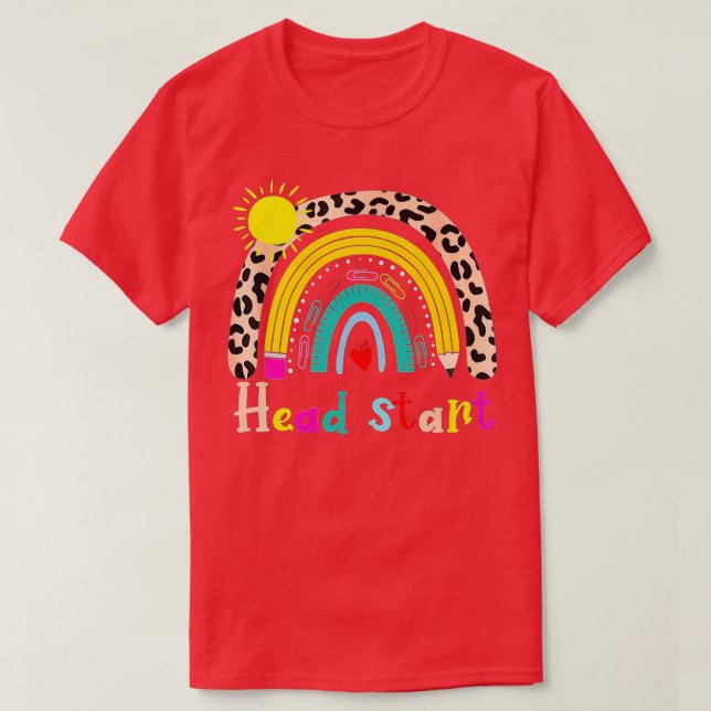 Camiseta Head Start Teacher Leopard Rainbow Head Start Teat (Diseño del anverso)