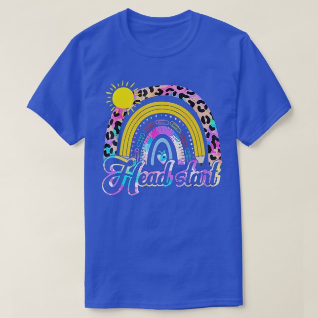 Camiseta Head Start Teacher Leopard Rainbow Head Start Teat (Diseño del anverso)