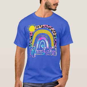 Camiseta Head Start Teacher Leopard Rainbow Head Start Teat