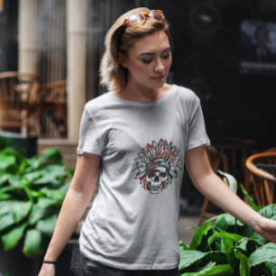 Camiseta Headdress Skull Glitch