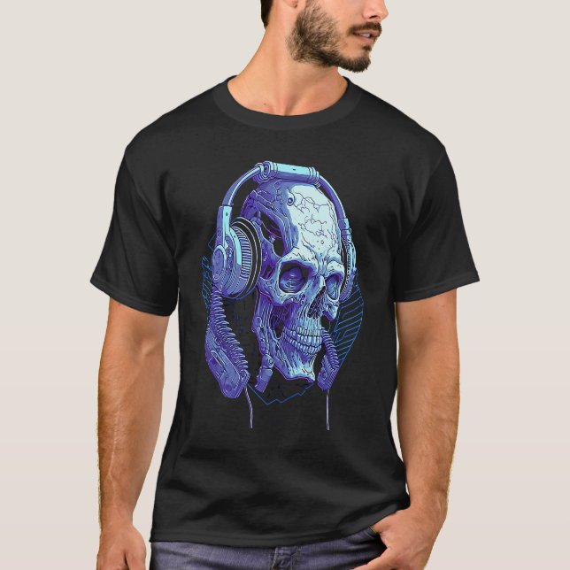 Camiseta Headphone Skull DJ Halloween Creepy (Anverso)