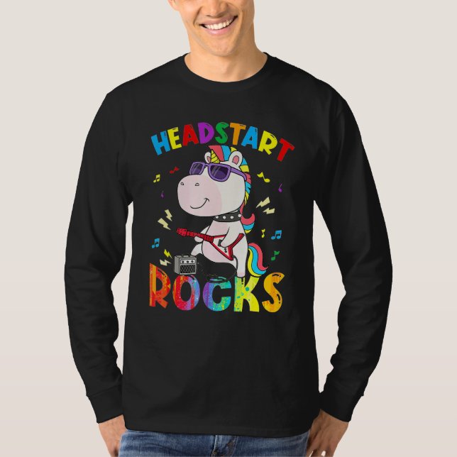 Camiseta Headstart Rocks Unicorn Kids Boys Girls Back To Sc (Anverso)