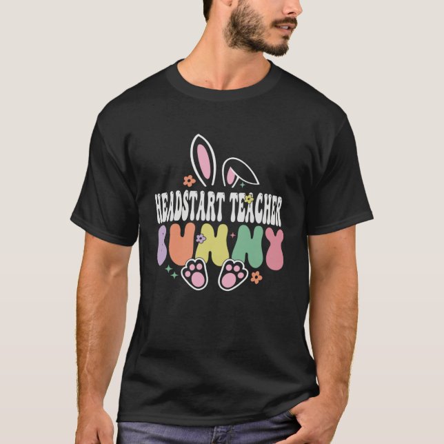 Camiseta Headstart Teacher Bunny Easter Day Groovy Family M (Anverso)