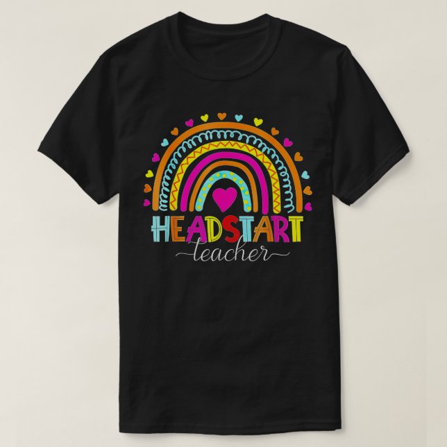 Camiseta Headstart Teacher Squad Rainbow Cute Teacher Back  (Diseño del anverso)