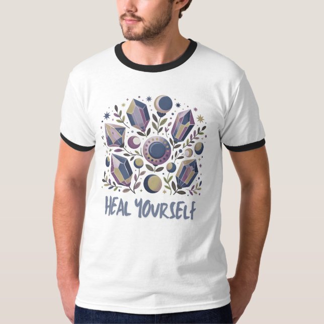 Camiseta Heal Yourself Ringer Tee - Celestial Crystal Shirt (Anverso)
