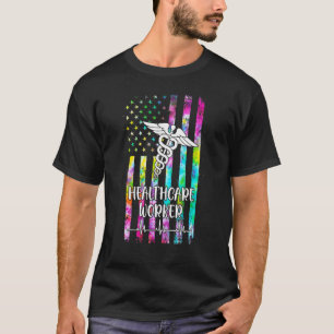 Camiseta Healthcare Worker Nursing American Flag Tie Dye