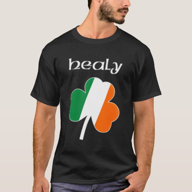 Camiseta Healy Irish Apellidos Bandera de Irlanda Shamrock  (Anverso)