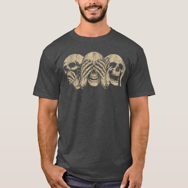 Camiseta Hear No Evil Skulls Dark Gothic Macabre Horror Hal (Anverso)