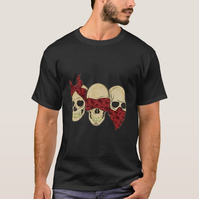 Camiseta Hear See Speak No Evil Skull Heads (Anverso)