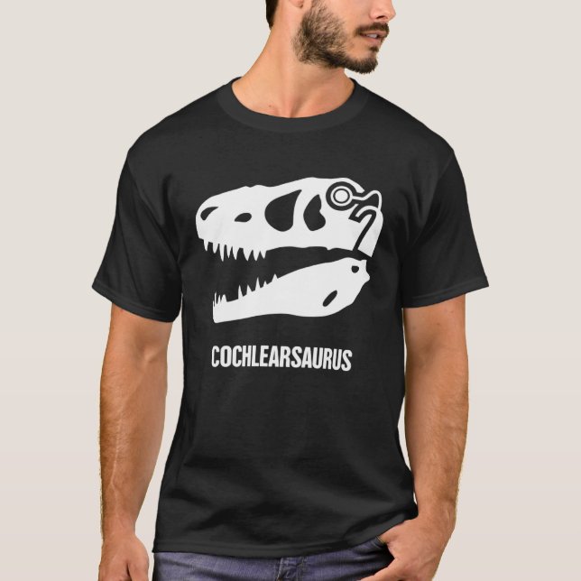 Camiseta Hearing Loss Awareness  Dinosaur Cochlear Implant (Anverso)