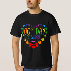 Camiseta Heart 100th Day of School Teacher Autism Awareness