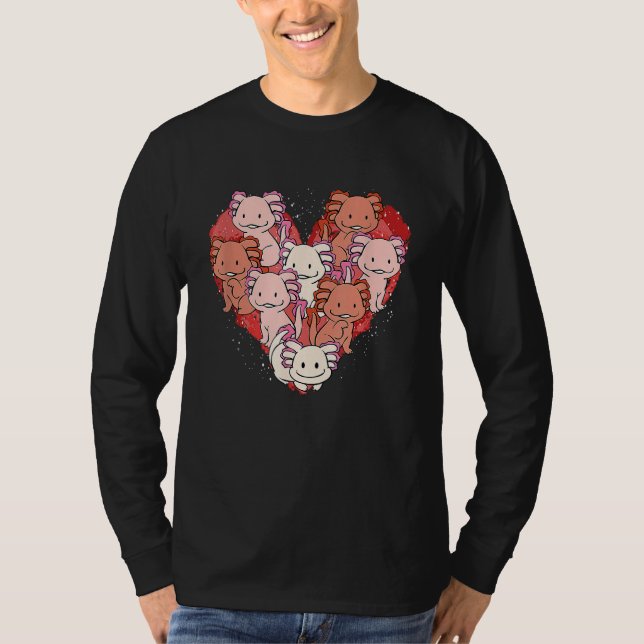 Camiseta Heart Axolotl Salamander Valentines Day Girls (Anverso)