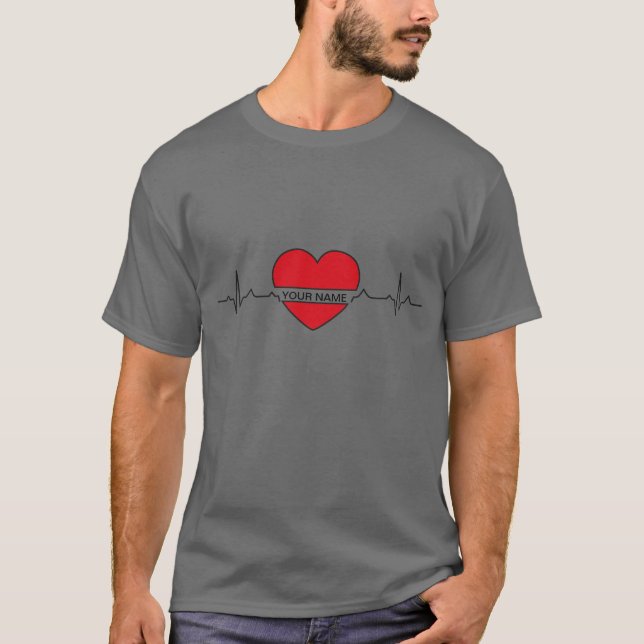 Camiseta Heart Beat Basic Dark T-Shirt tu nombre (Anverso)
