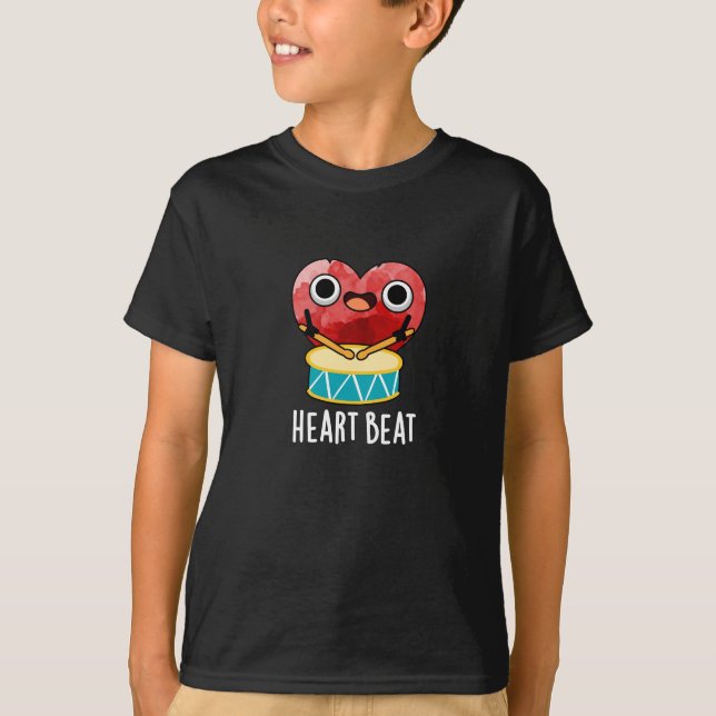 Camiseta Heart Beat Funny Heart Drummer Pun Dark BG (Anverso)