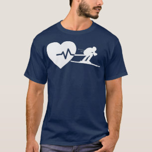 Camiseta Heart beat hobby leisure skiing driving winter spo