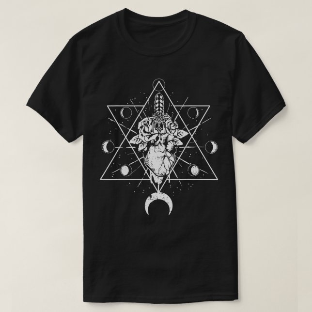 Camiseta Heart Blackcraft Moon Sword Witchcraft Tattoo Taro (Diseño del anverso)