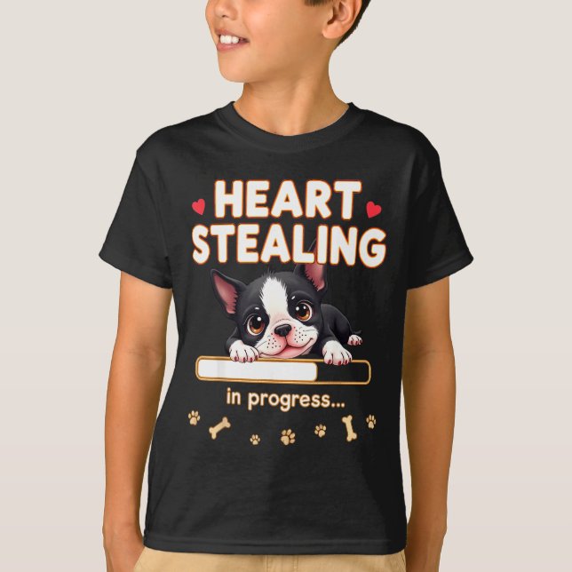 Camiseta Heart Boston Terrier Dog Funny Gift Bostie Puppy  (Anverso)