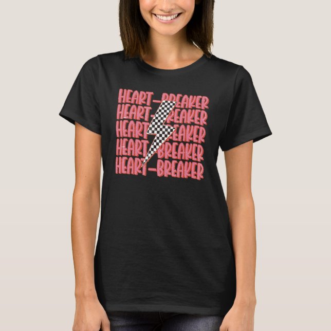 Camiseta Heart Breaker Checkered Lightning Funny Valentines (Anverso)