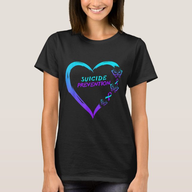 Camiseta Heart Butterfly Suicide Prevention Awareness  (Anverso)