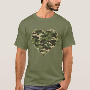 Camiseta Heart Camoflauge Clothing Women Men Military Veter