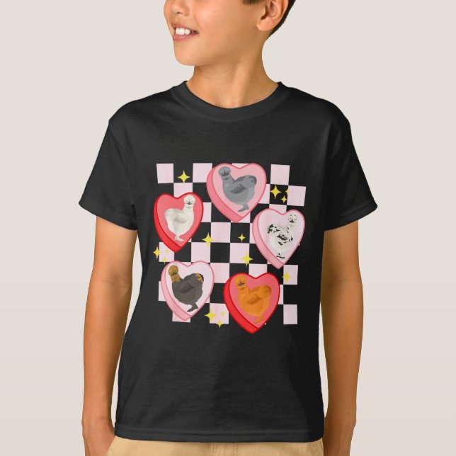 Camiseta Heart Candy Silkie Chicken Valentine Farmer Animal (Anverso)