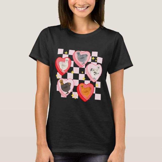 Camiseta Heart Candy Silkie Chicken Valentine Farmer Animal (Anverso)